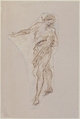 Standing Male Figure with Right Arm Extended (recto); Seated Male Figure (verso), Romulo Cincinnato (Italian, Florence ca. 1540–1597/98 Madrid), Pen and brown ink (recto); seated male figure in pen and brown ink (in part cut off) (verso)